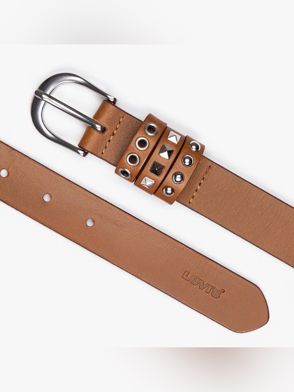 Levi's Tan Leather Belt with Silver Stud Details 90/36